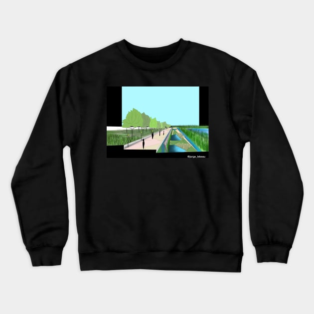 wetland urban park sketch Crewneck Sweatshirt by jorge_lebeau